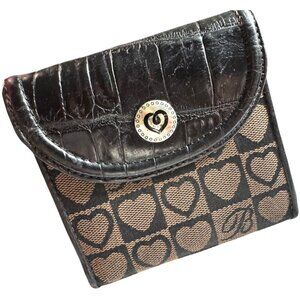 Brighton Leather & Canvas Heart Print Bifold‎ Wallet
